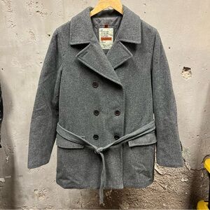 Abercrombie & Fitch Women's Gray Double Breasted Wool Blend Winter Coat Large L